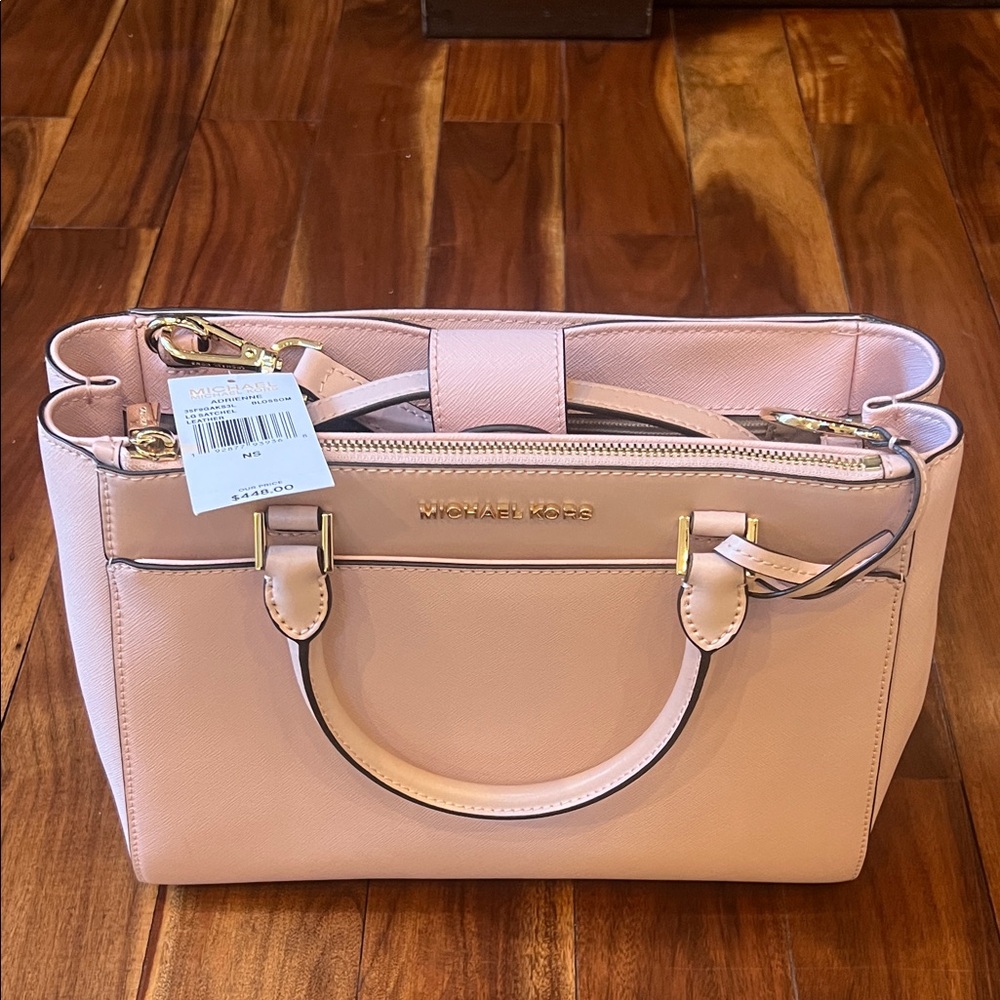 Michael Kors Blush Pink Satchel with Gold Accents - Adrienne style